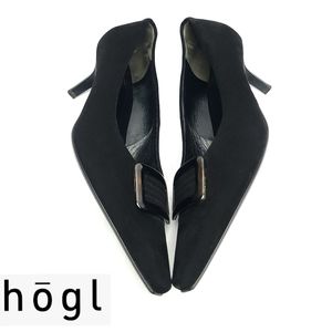 HōGL Suede Black 2" Heel Sz 6.5 Pointed Square Toe.